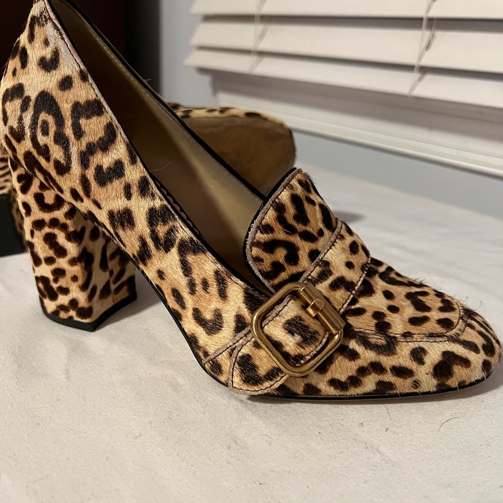 Sam Edelman Brown Animal Print Chunky Heel Pumps